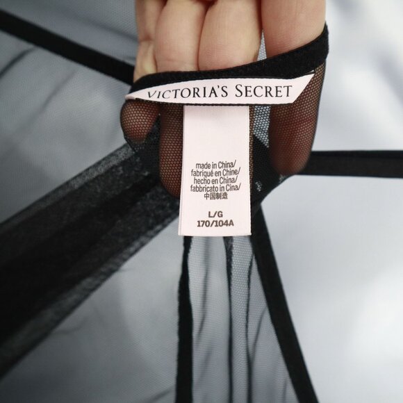 Victoria's Secret Lace Babydoll Lingerie Womens L Black Gypsy Witchy Whimsigoth - Picture 2 of 15